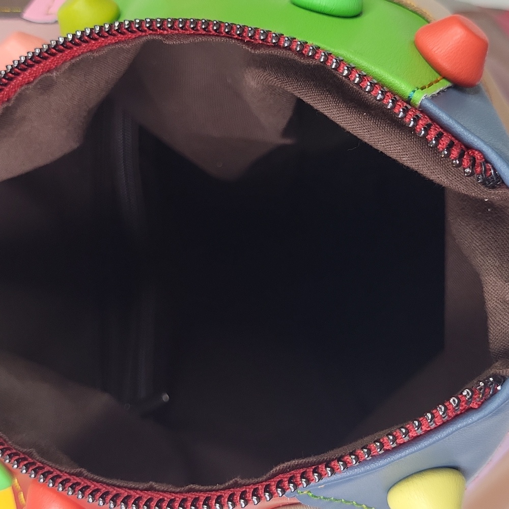 Colorful Leather Patchwork Backpack Purse - image 5